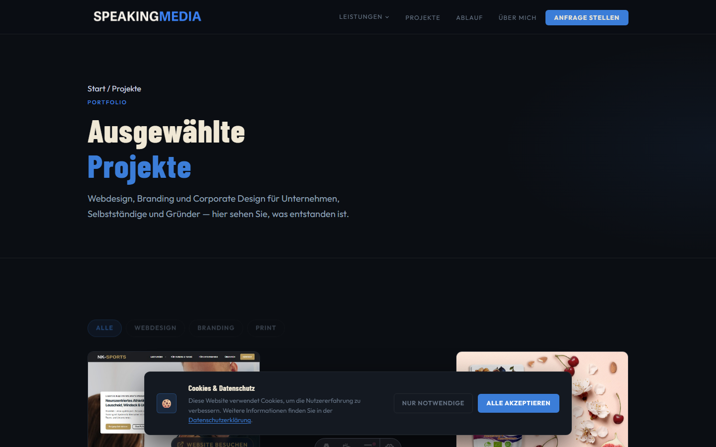 Website auf Desktop